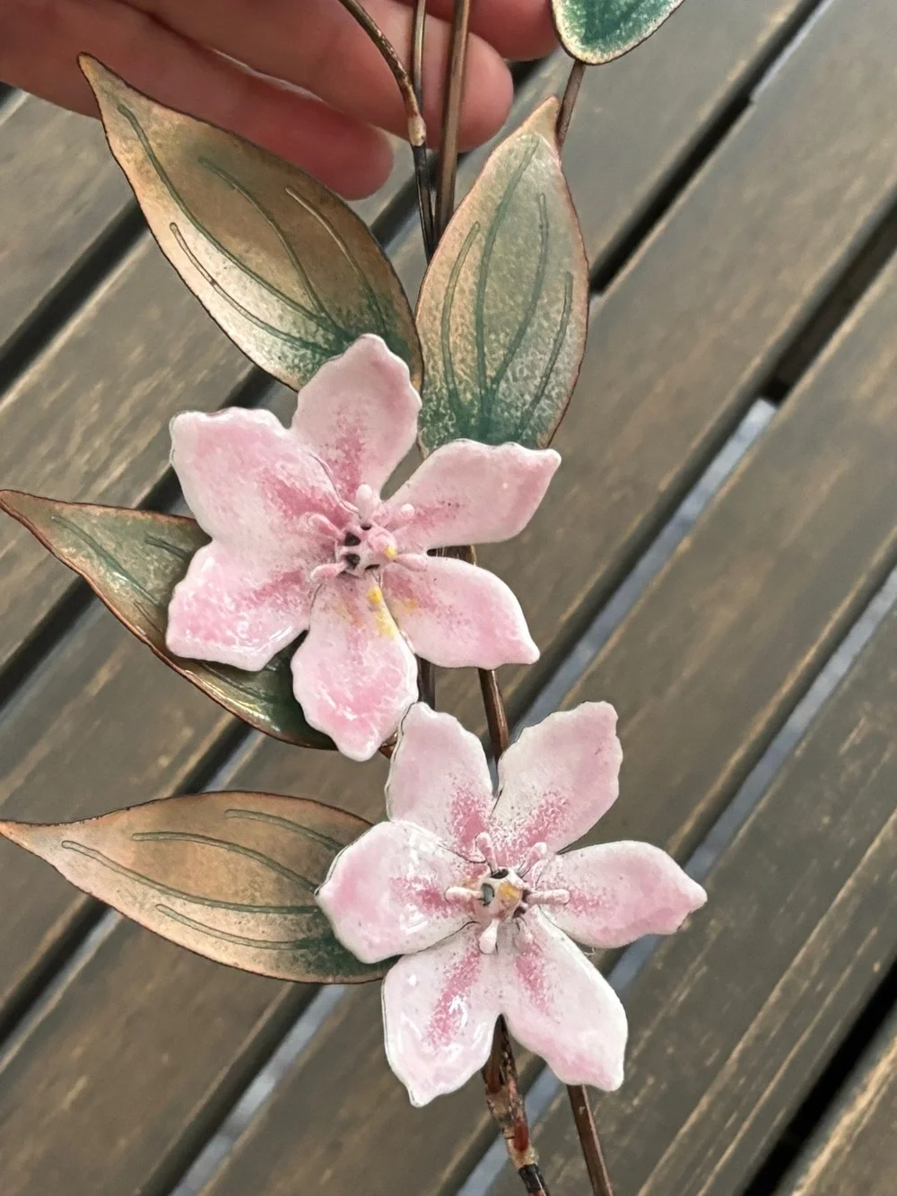 Bovano of Cheshire Metal Floral Wall Sculpture Blue Bird Pink Flowers
